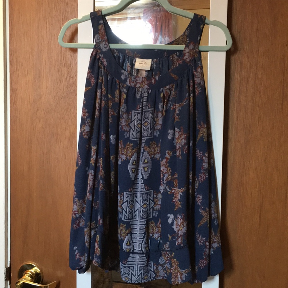 Floral Aztec Open Shoulder Blouse
